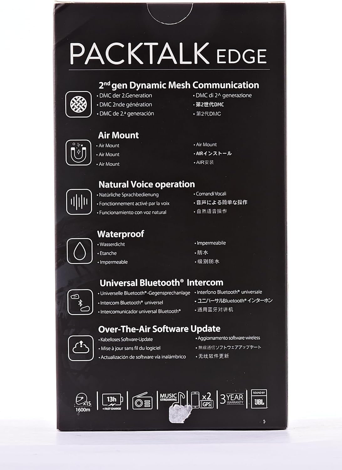 PACKTALK Edge Motorcycle Bluetooth Communication System Headset Intercom - Dual Pack, Black