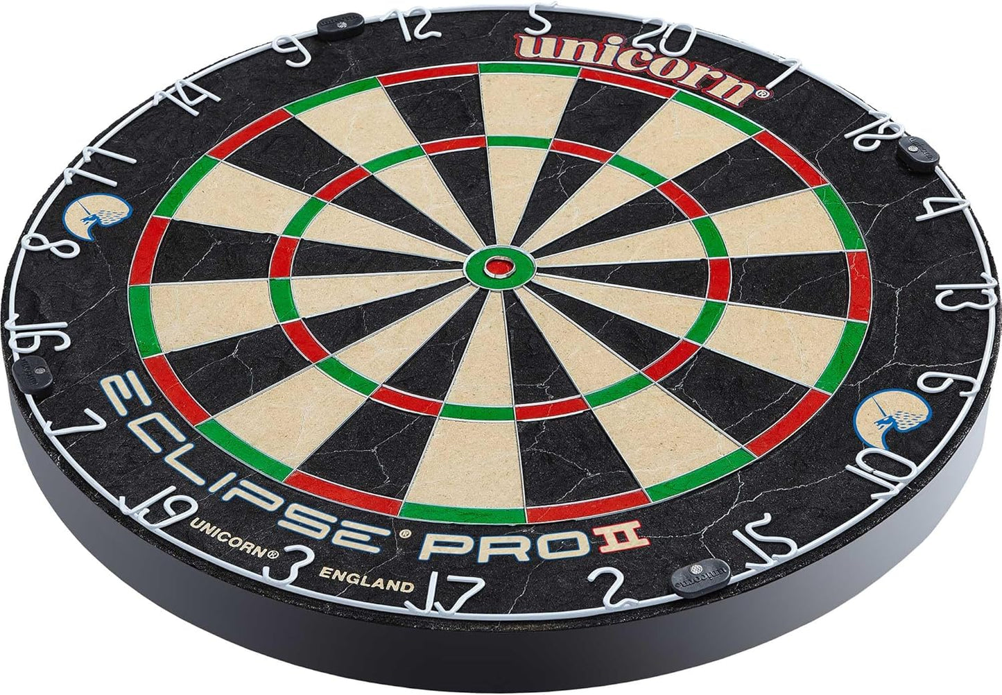 Eclipse Pro 2 Bristle Steel Tip Dartboard with American Legend Dartboard Cabinets – Ultra-Slim Bullseye – High-Vis Rotatable Number Ring – 30% Thinner Wire