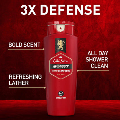Men'S Body Wash Swagger Scent, 24/7 Shower Freshness, 16 Fl Oz (Pack of 4)