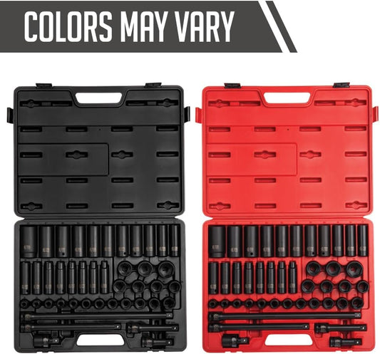2569, 1/2" Drive Master Impact Socket Set, 43Piece, Metric, 9Mm - 30Mm, Standard/Deep, Cr-Mo Alloy Steel, Radius Corner Design, Heavy Duty Storage Case, Universal Joint & Impact Extensions