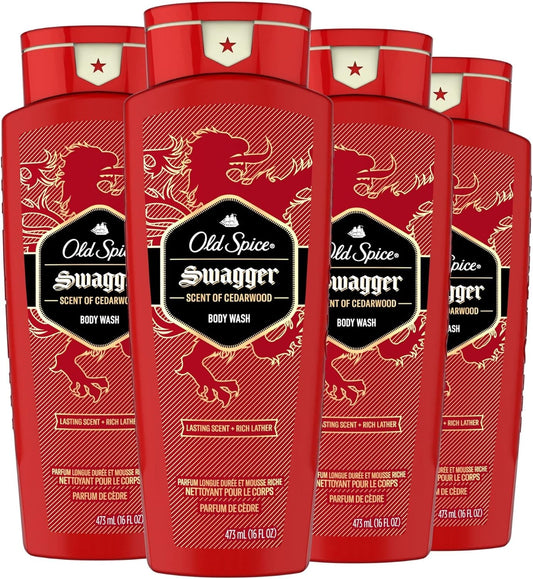 Men'S Body Wash Swagger Scent, 24/7 Shower Freshness, 16 Fl Oz (Pack of 4)